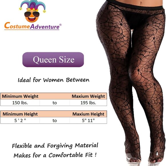 Spiderweb Plus Size Witch Tights Gothic Witch Pantyhose Goth Halloween Tights Fo - Picture 2 of 4